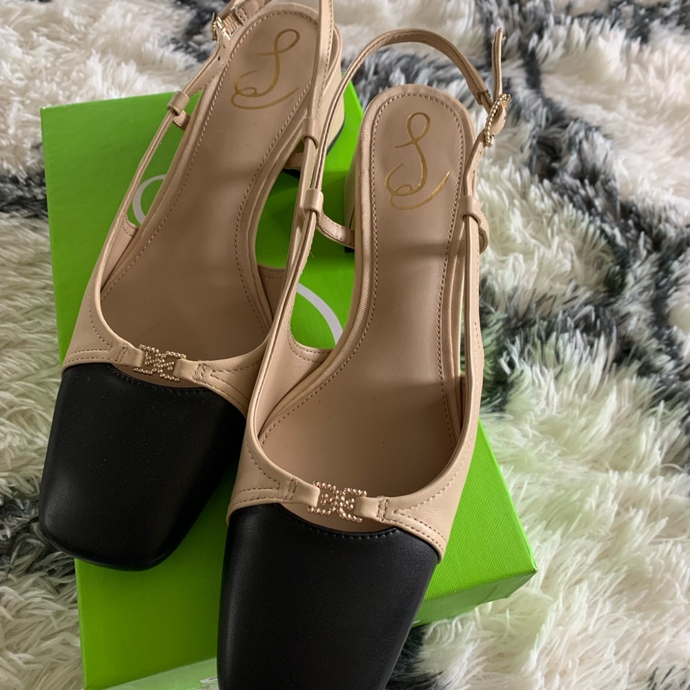 Elegant Black and Cream Women's Slingback Shoes